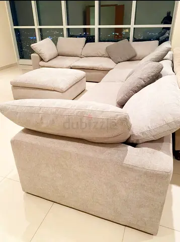 Pan home Pianca feather filled Corner Sofa with footstool