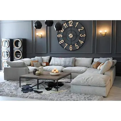 Top quality feather filled Pan Home Pianca Corner U shape Sofa