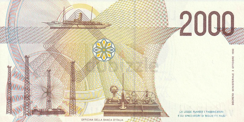 إيطاليا 2000 ليرة ورقة نقدية 1990 غير محددة63264070243329111