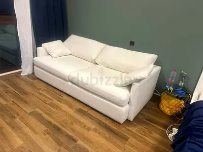Crate Barrel Feather Filled Three Seater Sofa beige