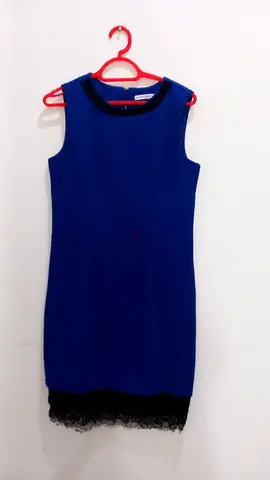 Short blue dress with black lace size 10