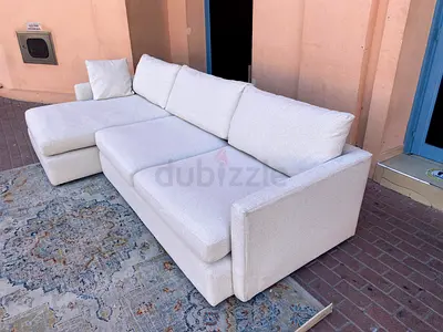 Top Quality Crate BARREL Feather Filled L shape Sofa beige