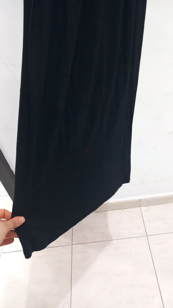 فستان قطني أسود بأكمام طويلة مقاس XS63238110592643111