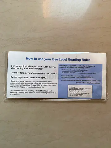 Eye Level Reading Ruler 11 Colours for Dyslexia from Crossbow Education
