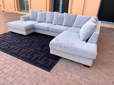 The ___ One Kingstone Sectional U __ Shape Sofa light Grey