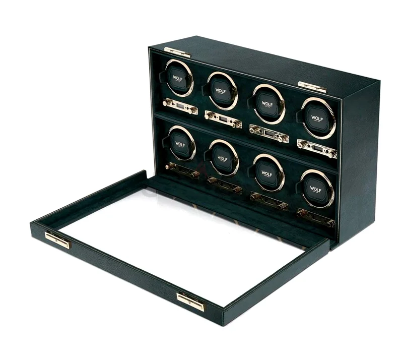 BRAND New WOLF watch winder 8 piece BRITISH GREEN63242172272643110