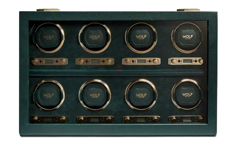 BRAND New WOLF watch winder 8 piece BRITISH GREEN63242172272643111