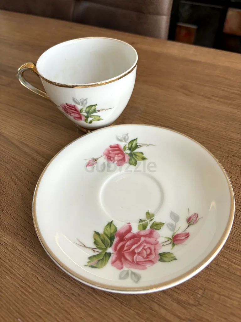 Vintage Bone China Pink Rose Cup and Saucer Set63216356550913111