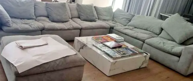 Pan home Pianca feather filled Corner Sofa with footstool