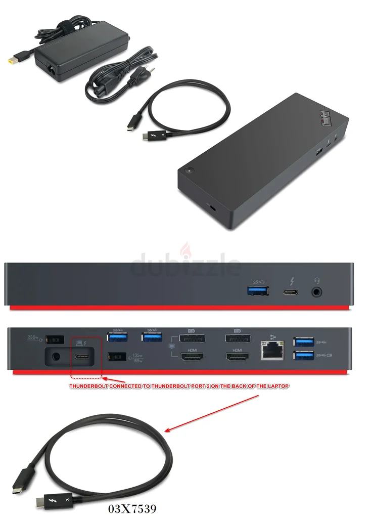 Lenovo ThinkPad Thunderbolt 3 Dock Gen2-With Thunderbolt 3 Cable(4Display Output)4K,135 Watt Docking63256597176323111