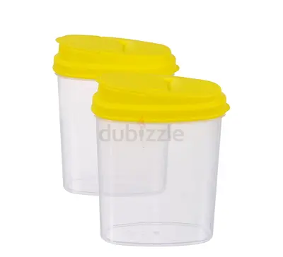 2 Piece Plastic Food container set - Yellow 2 x 600 ml