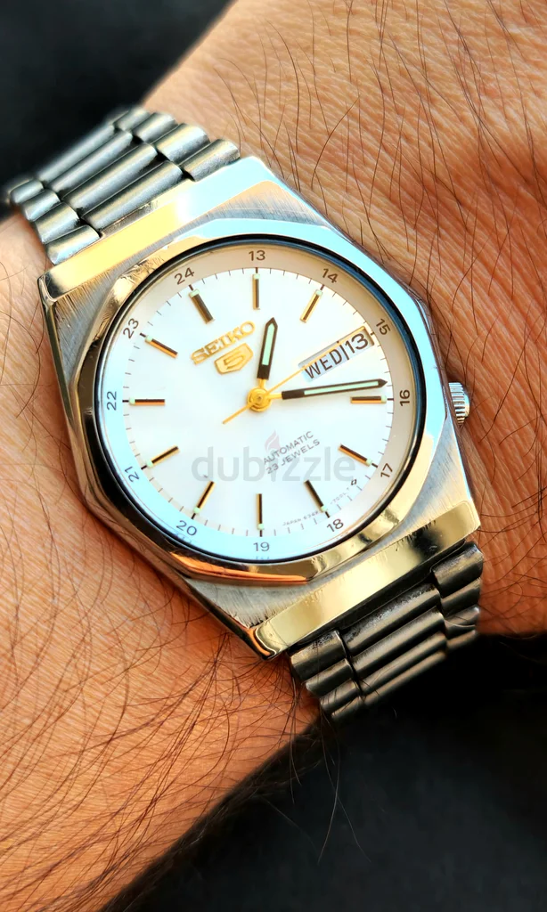 Vintage  Rare Seiko5 Automatic 6349 caliber 23-jewels white Dial Japan made Mens Watch (USED)63241129723137113