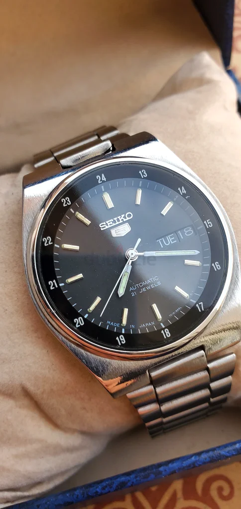 Seiko 5 Automatic 7009 caliber 21-jewels Black Railway Dial Japan made Men’s Watch (USED)63241129708419114