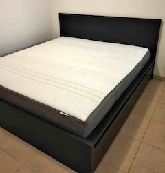 IKEA malam queen size 160/200 bed with IKEA mattress and 2 storage ...