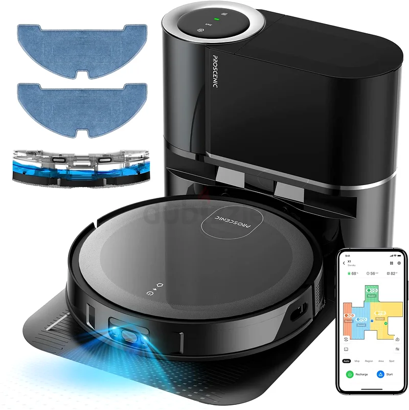 مكنسة روبوتية Proscenic X1 مع ممسحة، شفط 3000 باسكال، ملاحة ليزرية (LiDAR)، إفراغ تلقائي بسعة 2.5 لتر632539741767711127
