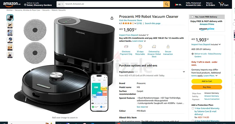 مكنساة روبوتية Proscenic M9 مع ممسحتين دوارتين لتنظيف بدون استخدام اليدين63253974183426113