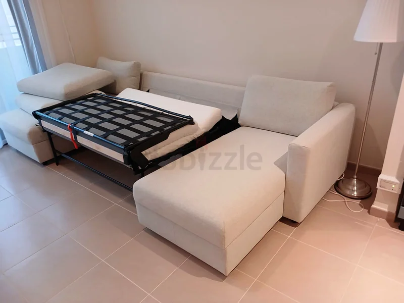 أريكة سرير على شكل حرف U من ايكيا، لون بيج63149587062913114