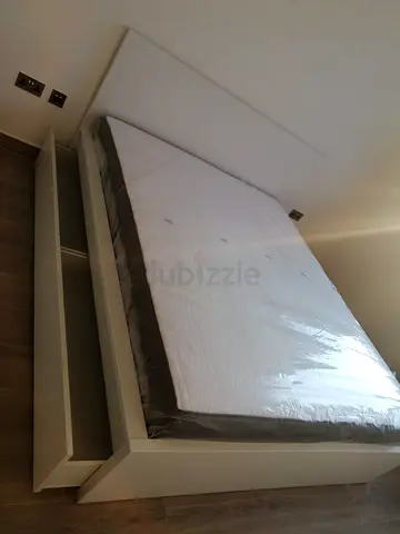IKEA Malam queen 160×200cm bed frame with 2 big storage drawers underneath and with IKEA mattress