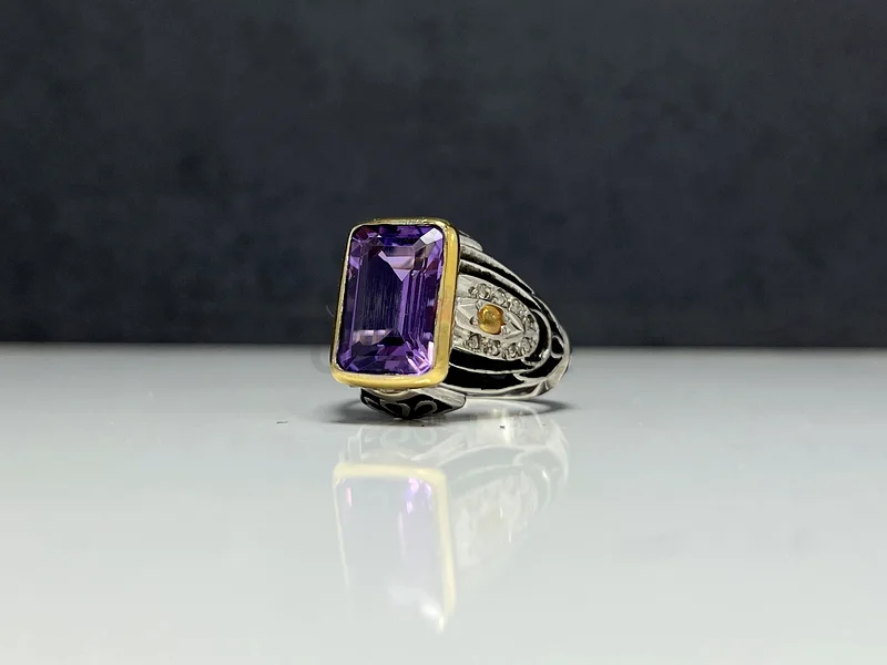 خاتم بحجر جمشت فخم - Luxury amethyst ring63232166322306111