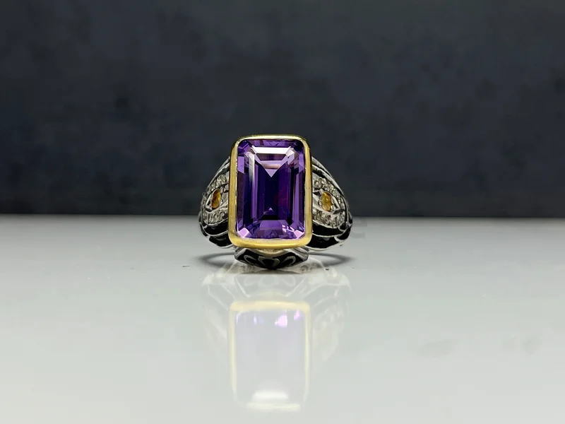 خاتم بحجر جمشت فخم - Luxury amethyst ring63232166322306113