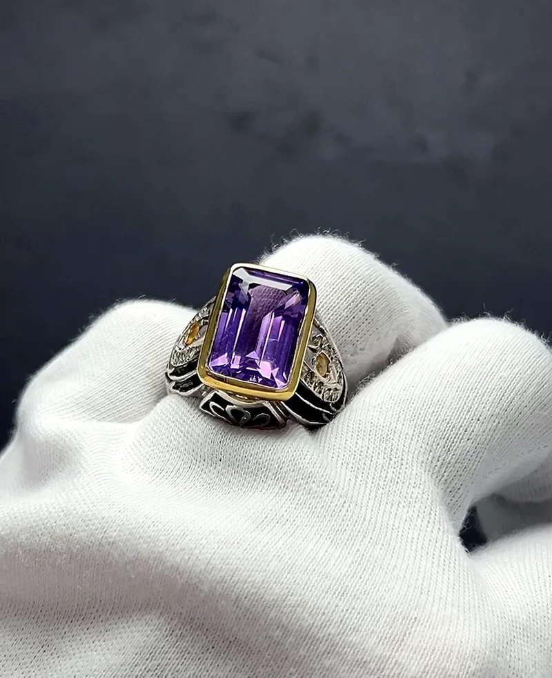 خاتم بحجر جمشت فخم - Luxury amethyst ring632321663223061127