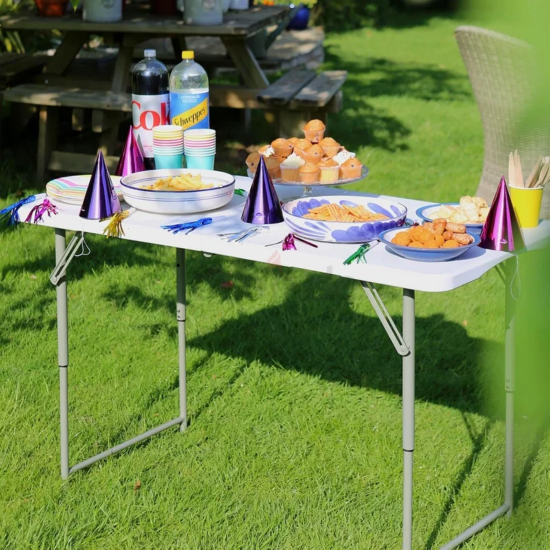 Folding Lightweight Trestle Outdoor Camping Table,Heavy Duty Plastic Folding BBQ Party,(120×60×75cm)632467478680351114