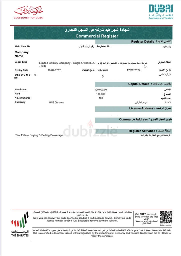 رخصة عقارات للبيع63181797342977111