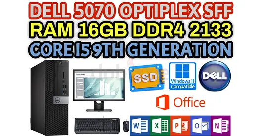 DELL OPTIPLEX 5070 SFF 6 CORE INTEL CORE i5 9TH (GENERATION) RAM 16GB DDR4 SSD 256GB NVME (FULLSET)
