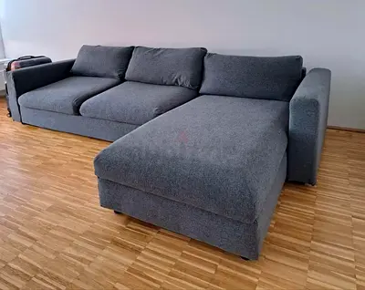 As good as new ikea vimle lshape sofa bed Under storage dark grey