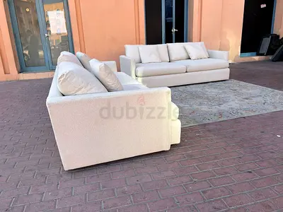 Sofa set crate and barrel six seater sofa set beige super comfortable