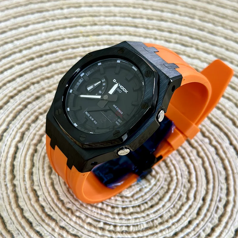 Custom Made Casio GShock GA2100 Casiooak Black Orange Watch for sale for just AED 75063264580642306112