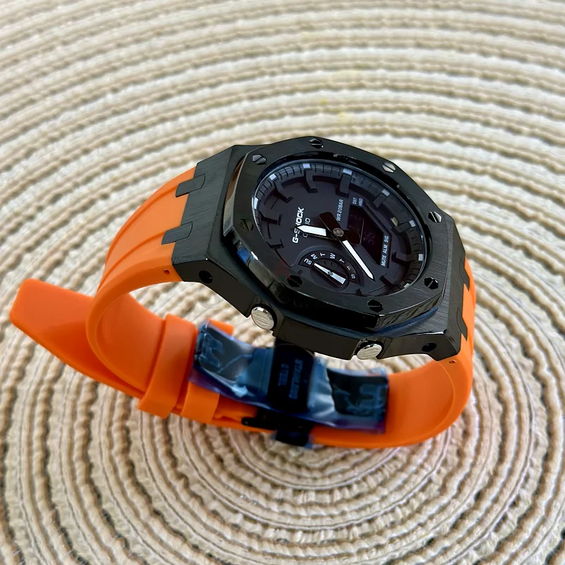 Custom Made Casio GShock GA2100 Casiooak Black Orange Watch for sale for just AED 75063264580642306111