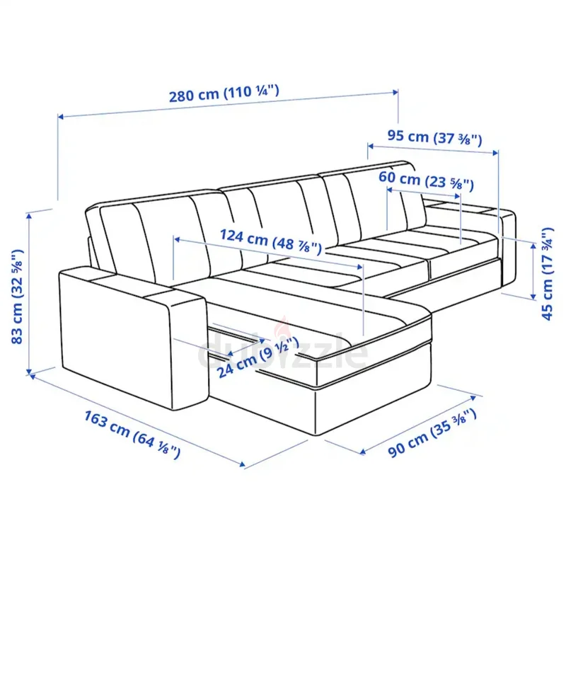 IKEA KIVIK أريكة زاوية 3 مقاعد62864708287363112