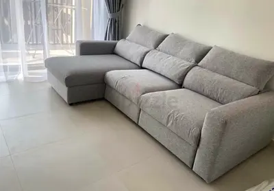 Selling ikea eskilstuna L shape sofa bed light grey