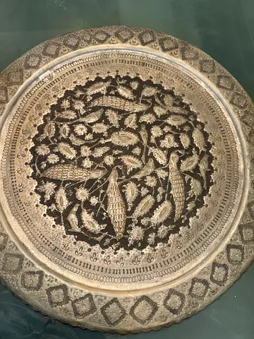 صحن فضة حفر يدوي قديم جداً