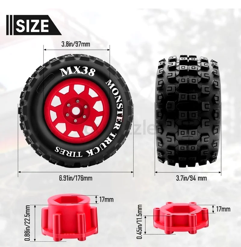 Rc car big new tires 17mm hex63227808020099112