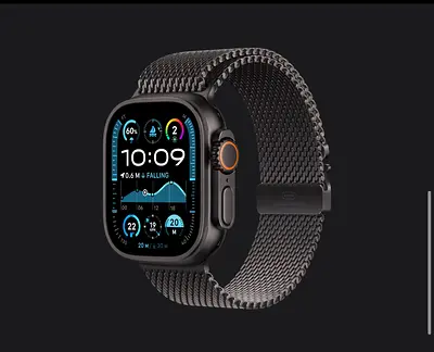 Apple Watch Ultra 2 GPS Cellular 49mm Black Titanium Case  Black Titanium Milanese Loop - Medium