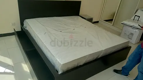 IKEA Malam king size 180×200cm bed frame with IKEA mattress and 2 big storage drawers underneath