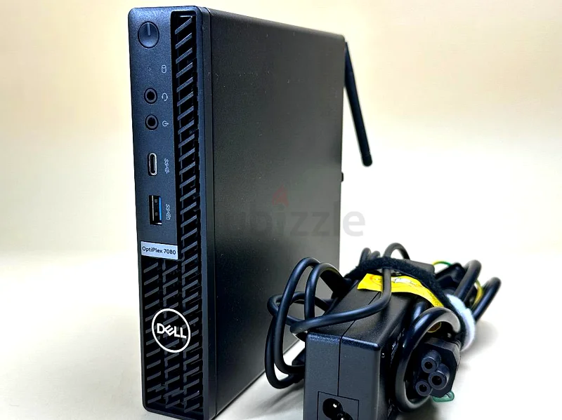 جهاز كمبيوتر صغير من ديل أوبتيبيكس 7080 من الجيل العاشر، بمعالج إنتل كور i5-10500T ذو 12 نواة، وذاكرة وصول عشوائي بسعة 16 جيجابايت، وقرص تخزين من نوع NVMe SSD بسعة 512 جيجابايت، مع واي فاي63266083961859111