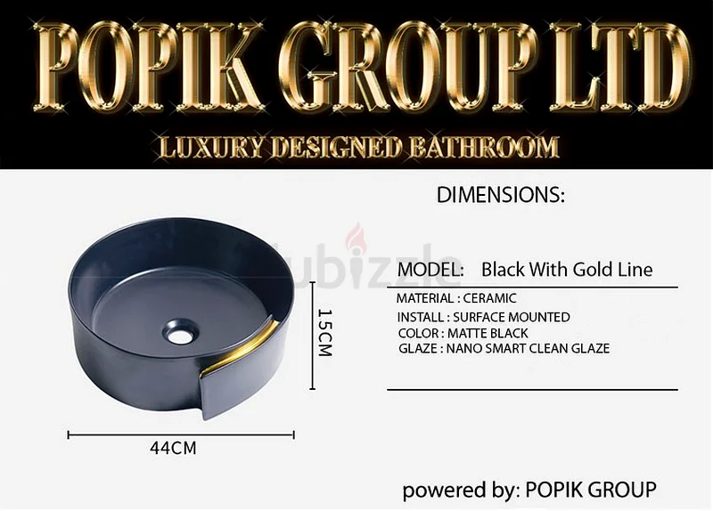 Luxury Black  Gold Designer Basin – Elevate Your Bathroom!63185235898115113