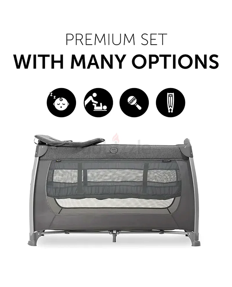 Hauck Play N Relax Center Travel Cot, Melange Charcoal - Fast Folding63205890899969112