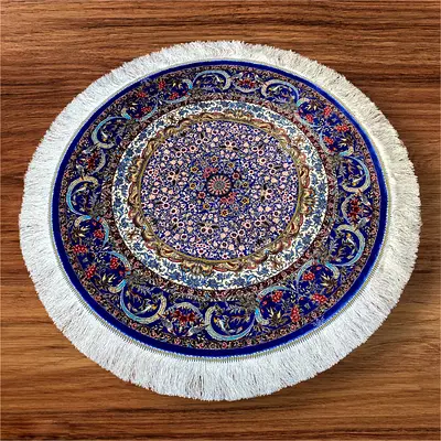 Silk Carpet | 1 x 1 Meter | Beautiful Premium Machine Made Persian Round Carpet