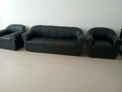 Black sofa set pvc lather for sale