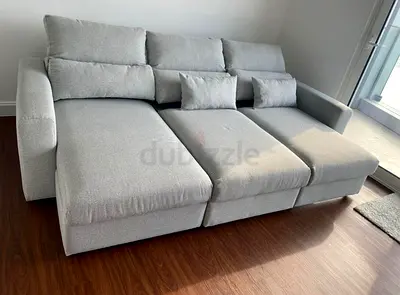 Selling ikea Eskilstuna L shape sofa bed light grey