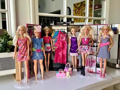Barbie dolls with wardrobe and some clothes