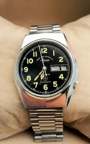 Vintage Style Gents West End Watch Co. Prima 21-J Day Date Automatic Switzerland made Watch(USED)