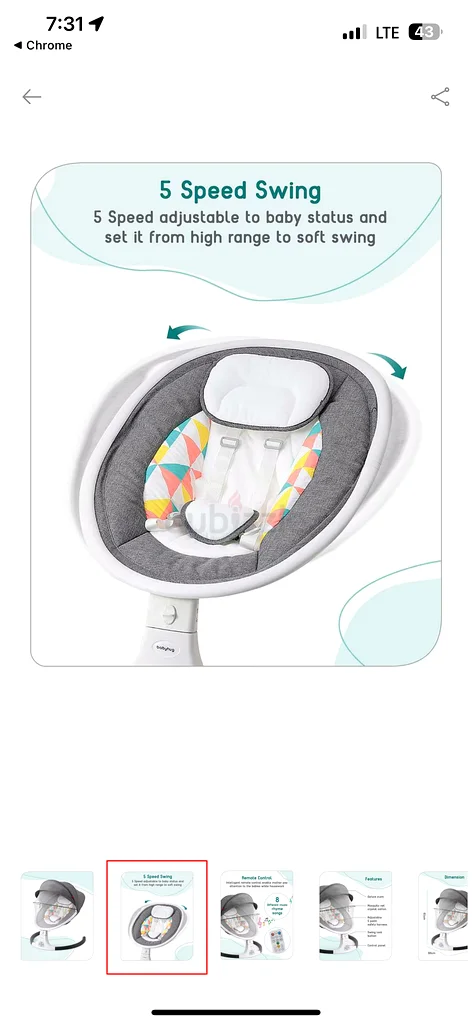Baby electric swing rarely used was 229 to on farcry selling for 10063204252727299112
