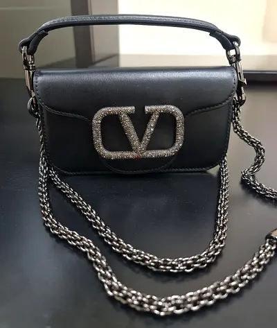 Valentino Garavani Small Locó Shoulder Bag. Pure leather