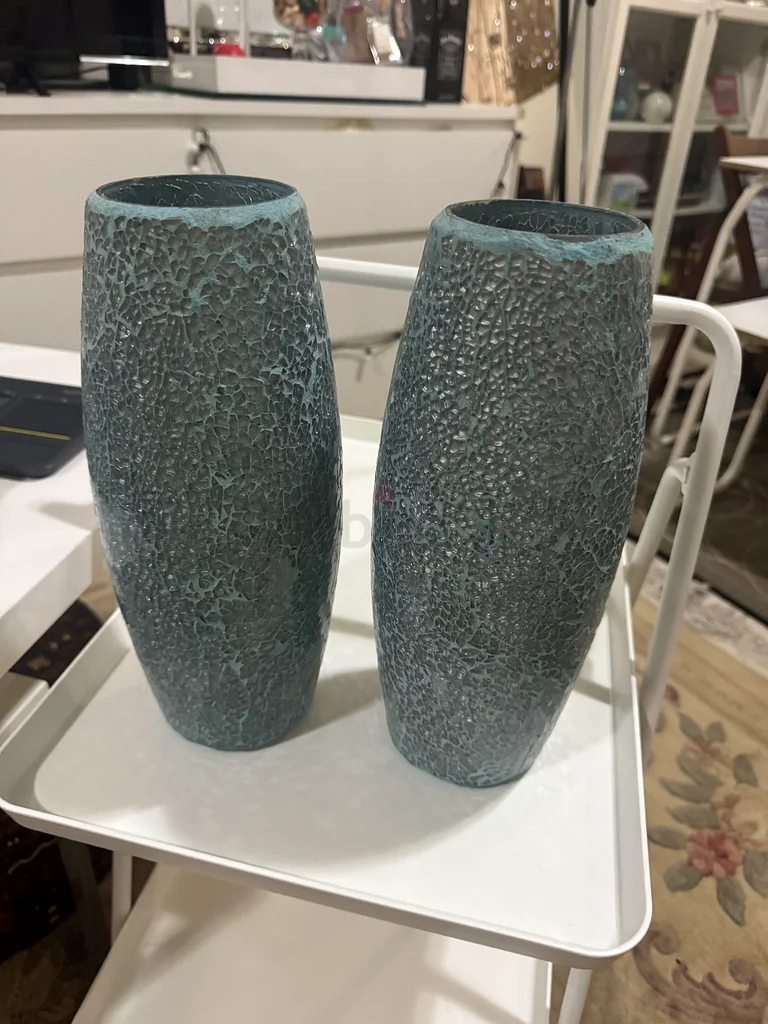 زهرية زجاجية فسيفسائية مصنوعة يدويًا، بارتفاع 30 سم وقطر 10 سم63222841107073111