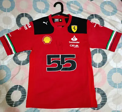(Signed by Carlos Sainz) Scuderia Ferrari 2023 Team Carlos Sainz Football Shirt